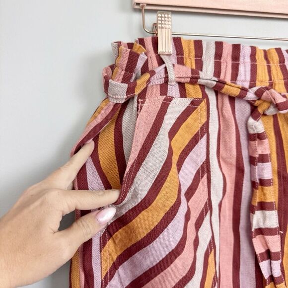 BY ANTHROPOLOGIE | NEW Belted Vertical Stripe Pull On Shorts Women’s Size XL - Picture 4 of 10